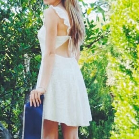 Lulus - White Lace Backless Dress - Picture 1 of 13
